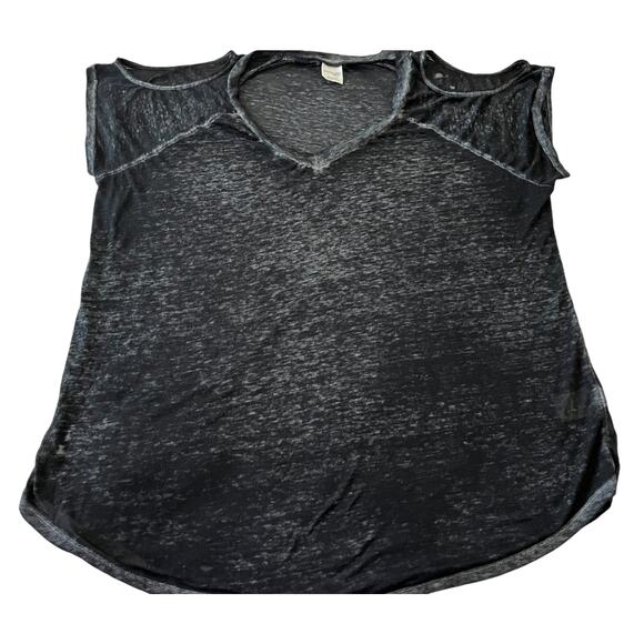 TERRA & SKY COLD SHOULDER CAP SLV PULL-OVER TOP, WOMENS, 0X (14W), BLACK/GREY - Picture 6 of 12